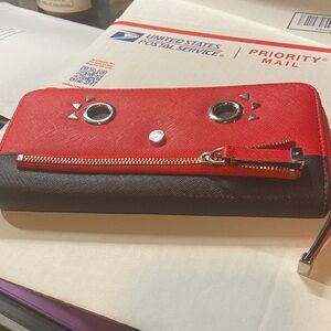 Calvin Klein cute Red Wallet with Silver Accents